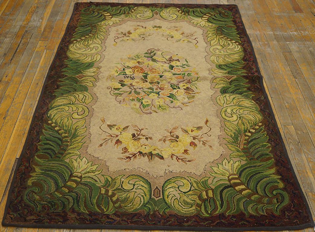 Antique American Hooked rug, size: 3'11