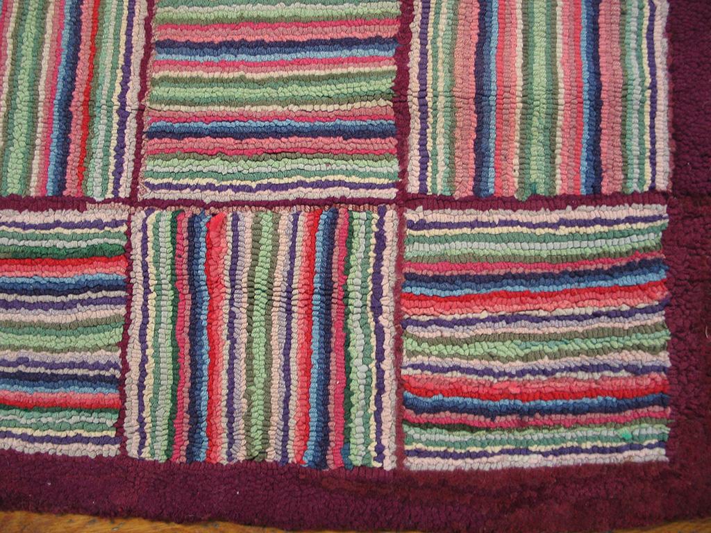 Hand-Woven Antique American Hooked Rug 3' 2