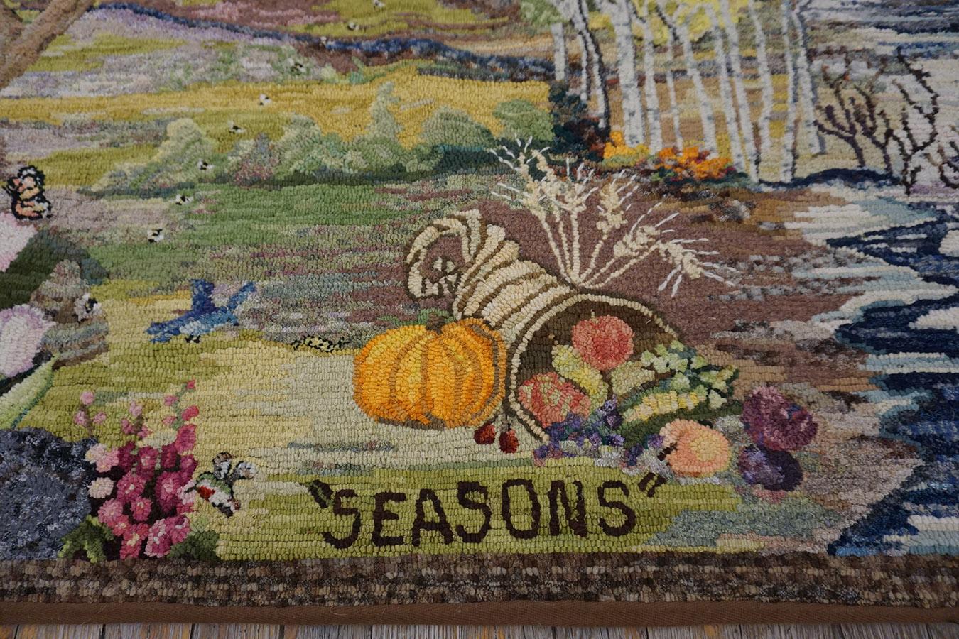Mid 20th Century Scenic American Hooked Rug ( 3'2