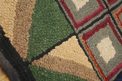 Splendid Multi Color and Delicate Geometric Desing Antique American Hooked Rug