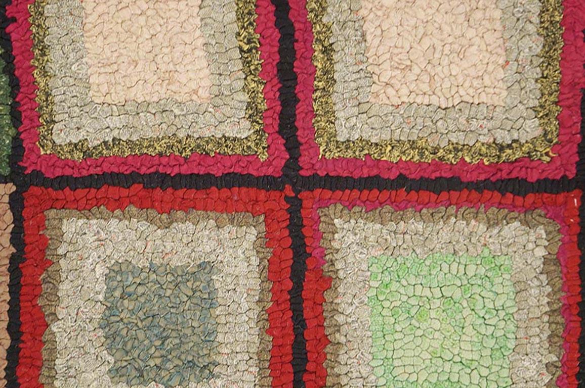Tissé à la main Tapis à capuche américain ancien de 3' 2