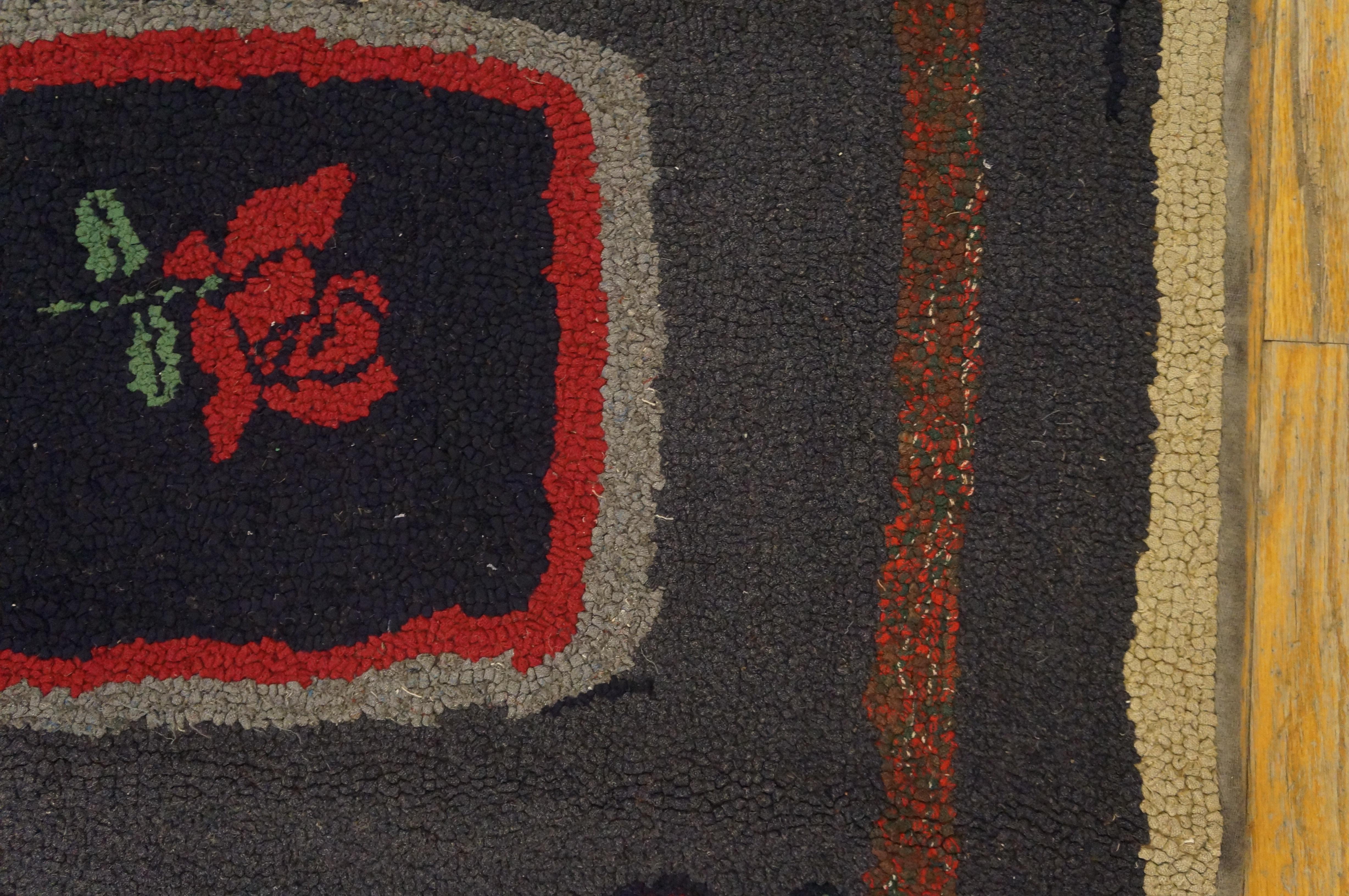 Mid-20th Century Antique American Hooked Rug For Sale
