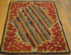 Marvelous Multi Color with Symmetric Design Antique American Hooked Rug
