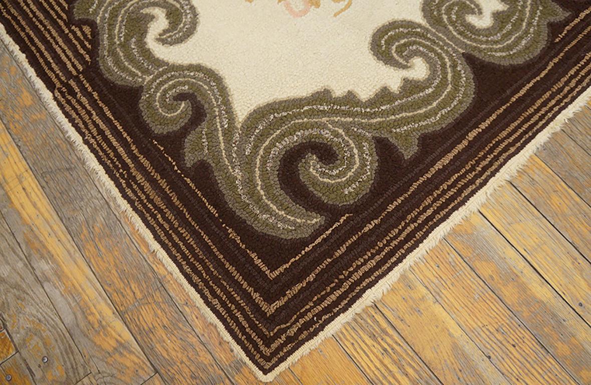 Antique tapis américain crocheté de 3'2
