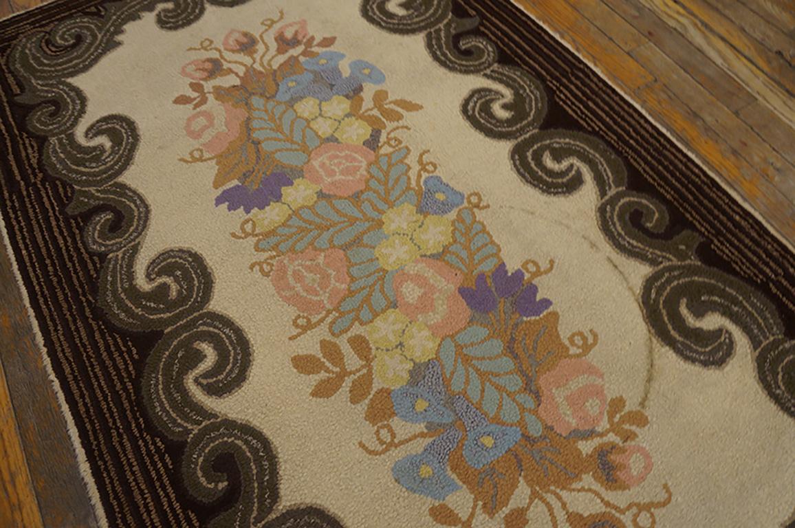 Hand-Woven Antique American Hooked Rug 3' 2