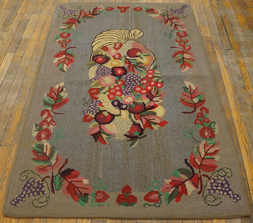 Antique American Hooked rug. Measures: 3'3