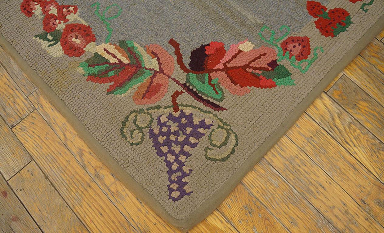 Hand-Woven Antique American Hooked Rug 3' 3