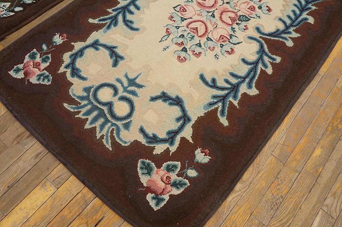 Antique American hooked rug. Size: 3'3