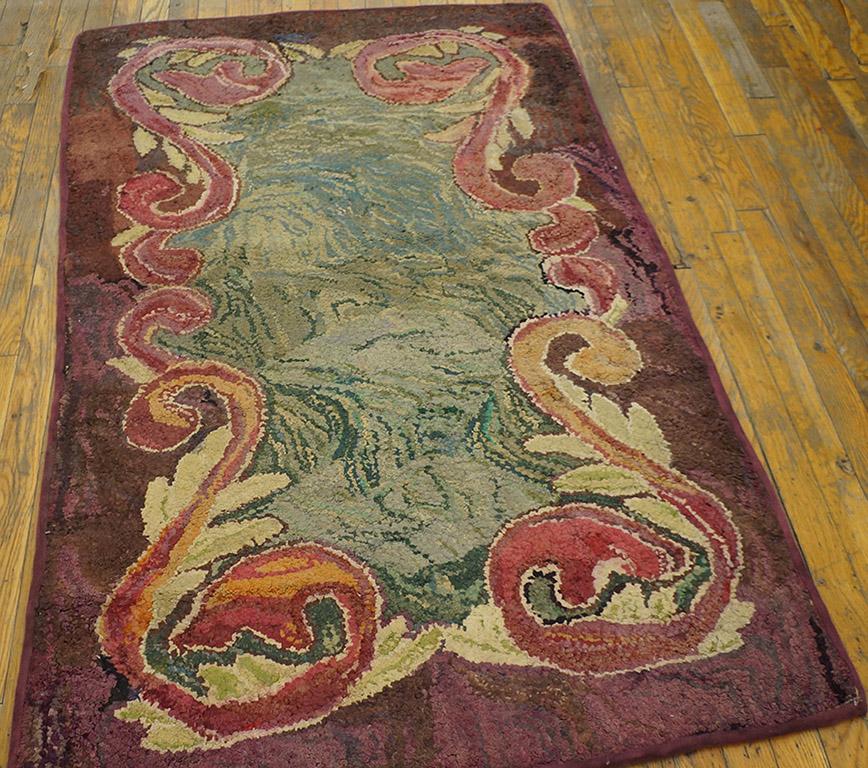 Antique American hooked rug, size: 3'3