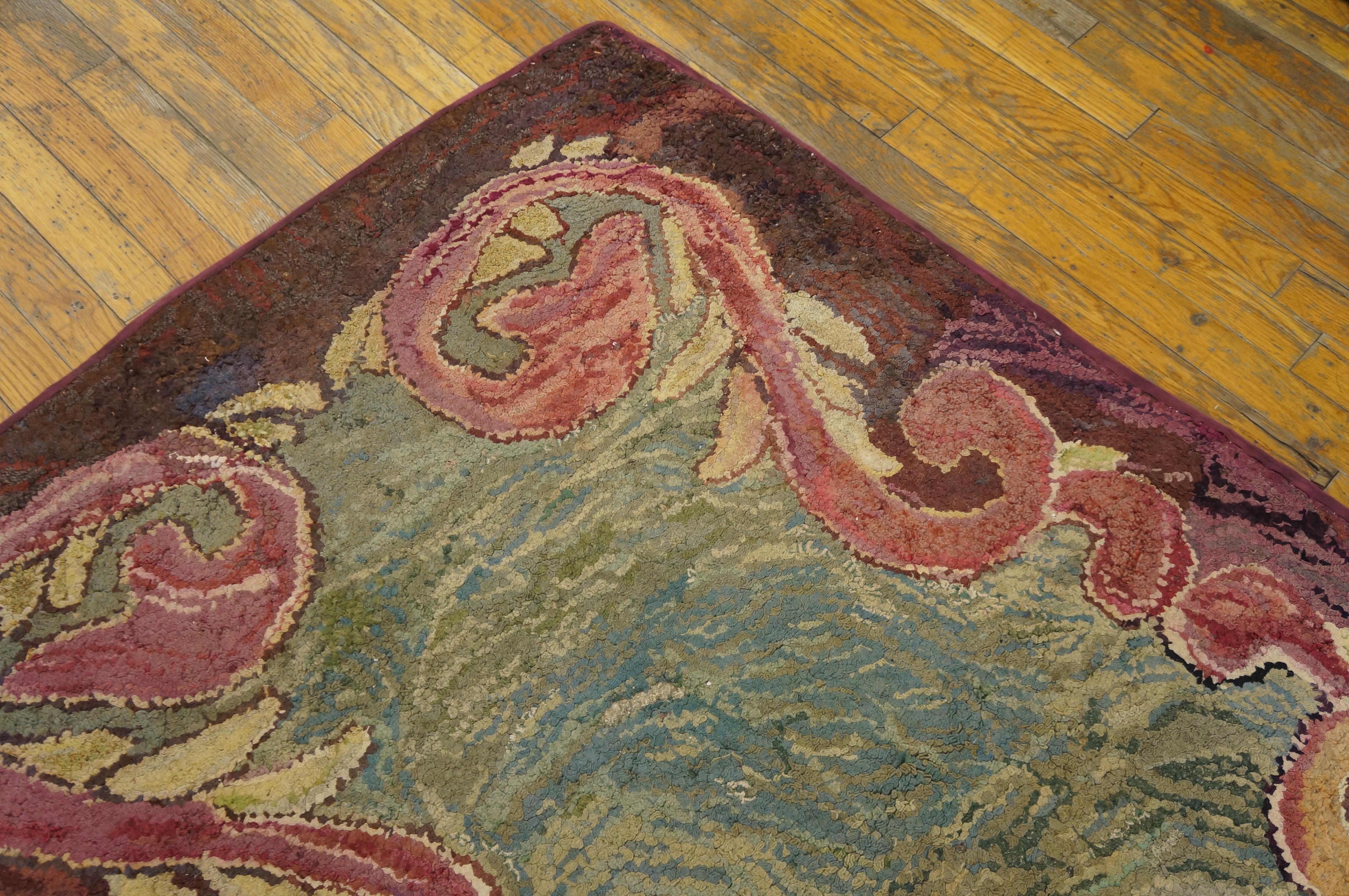 Early 20th Century Antique American Hooked Rug For Sale