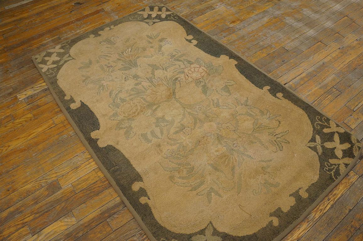 Antique American hooked rug, size: 3'4