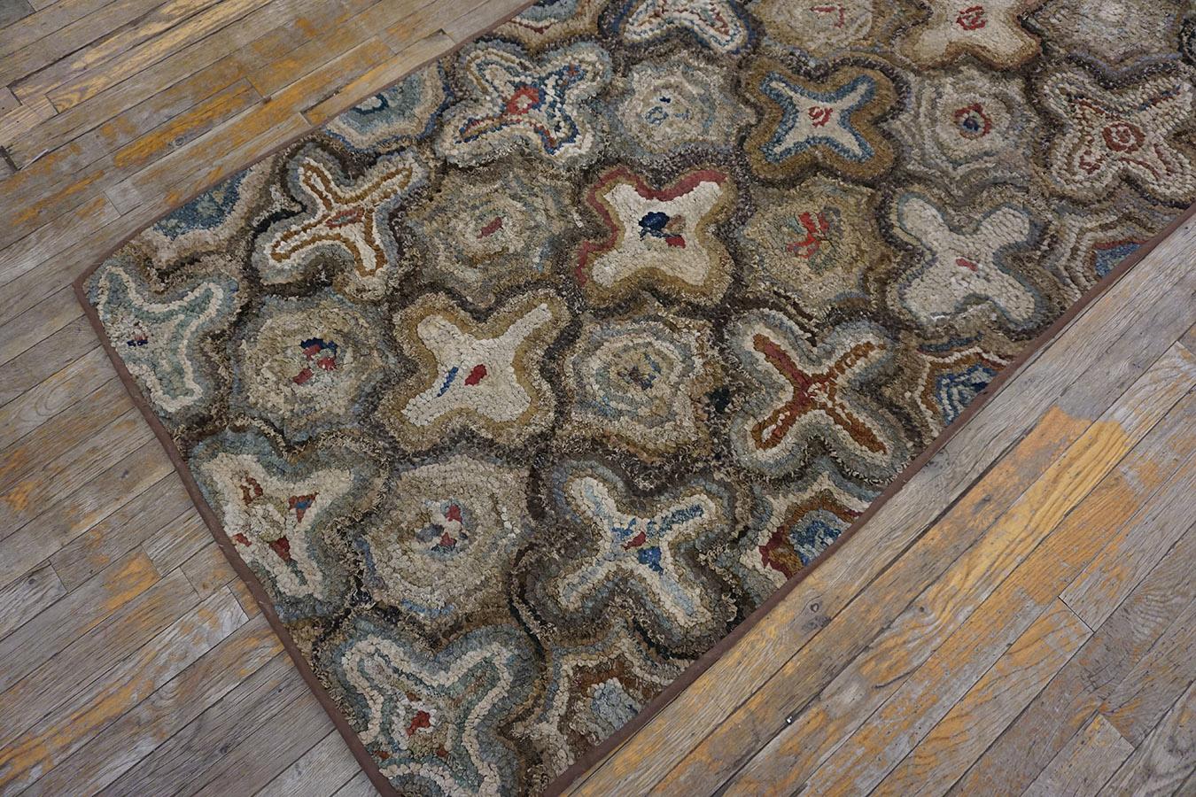 Antique American Hooked Rug 3'4