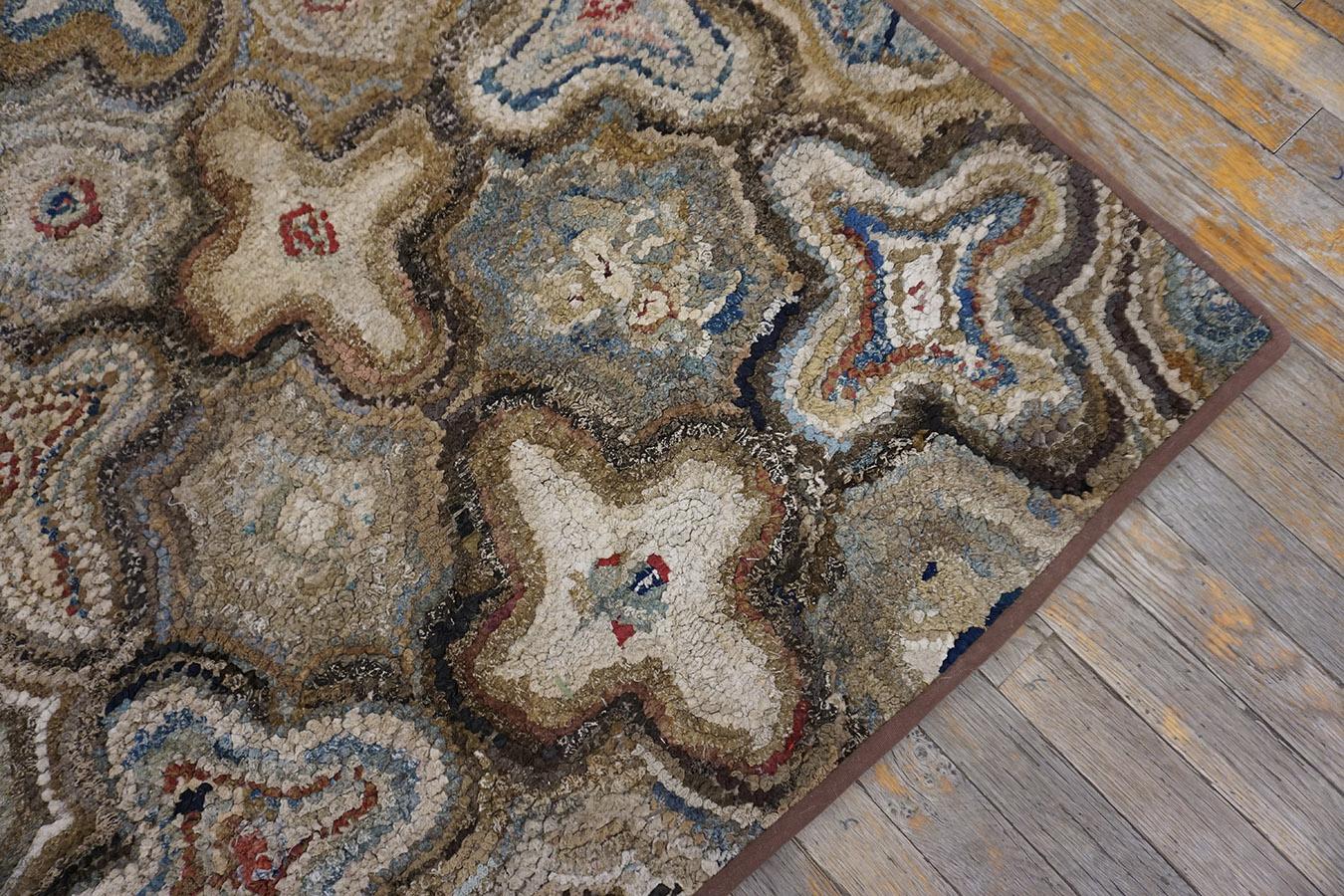 Hand-Woven Antique American Hooked Rug 3'4