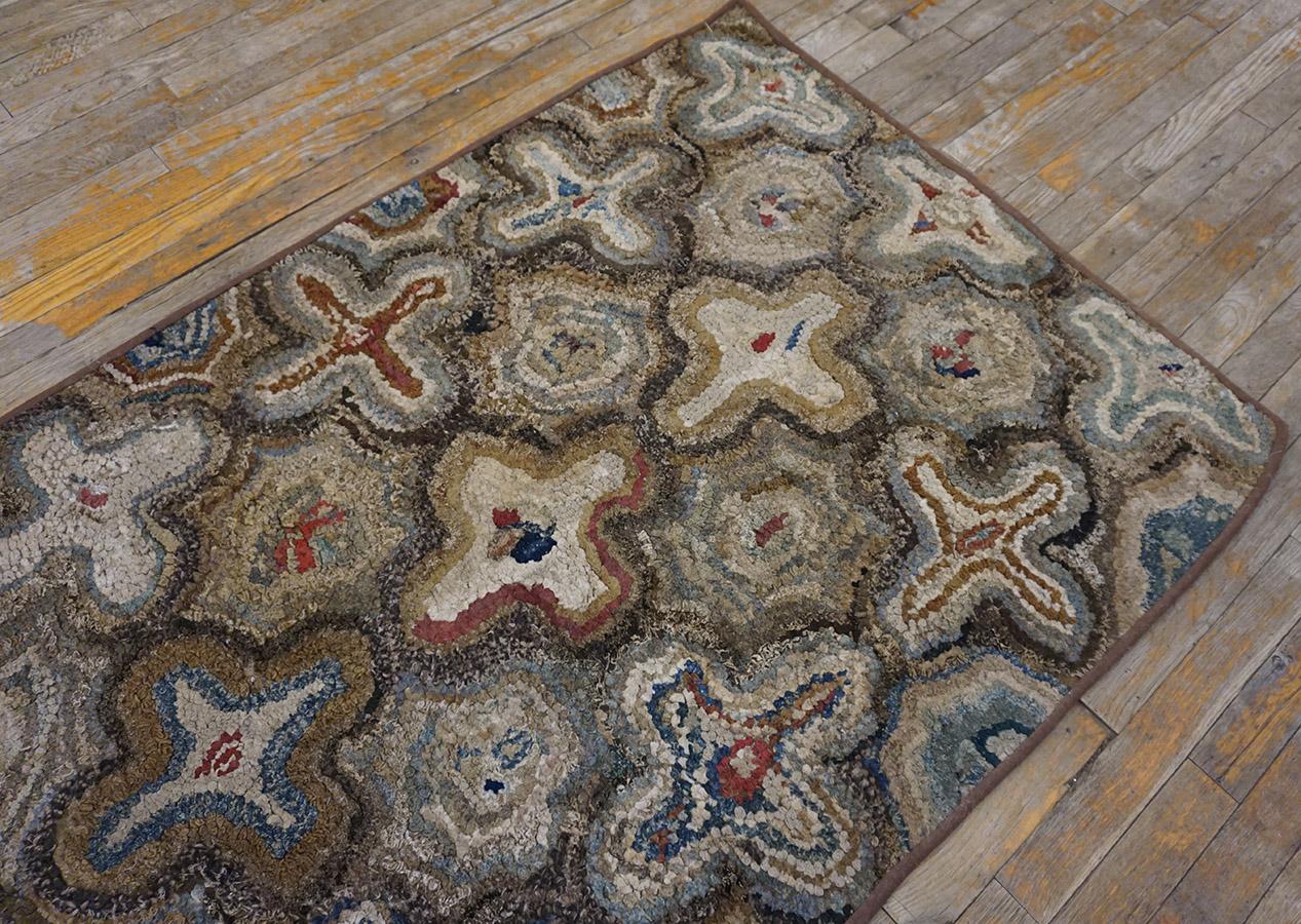 Antique American Hooked Rug 3'4
