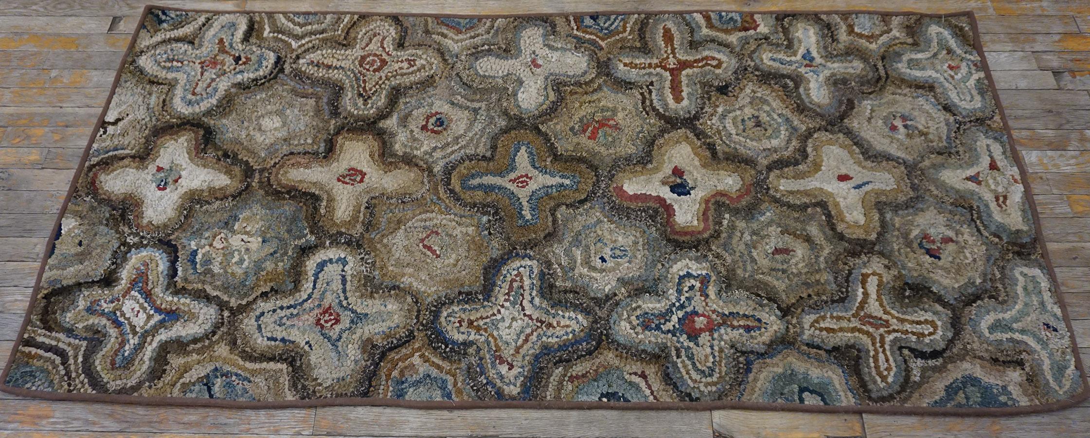 Antique American Hooked Rug 3'4
