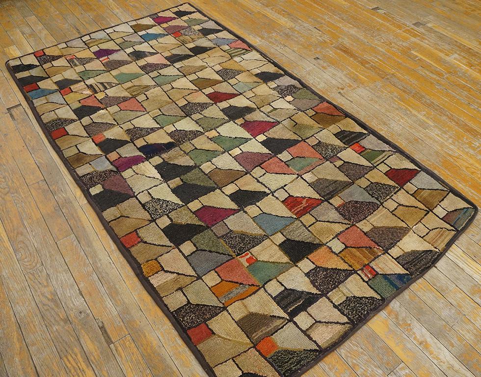 Antique American hooked rug, size: 3'4