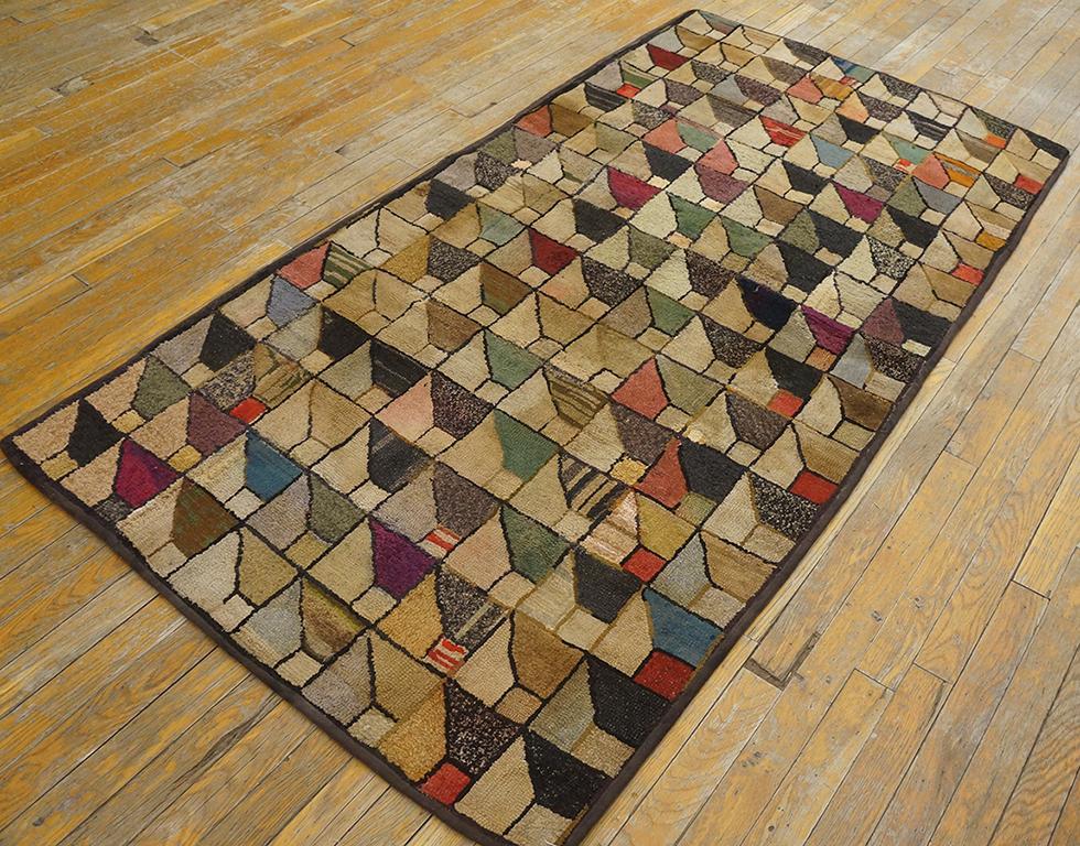 Hand-Woven Antique American Hooked Rug