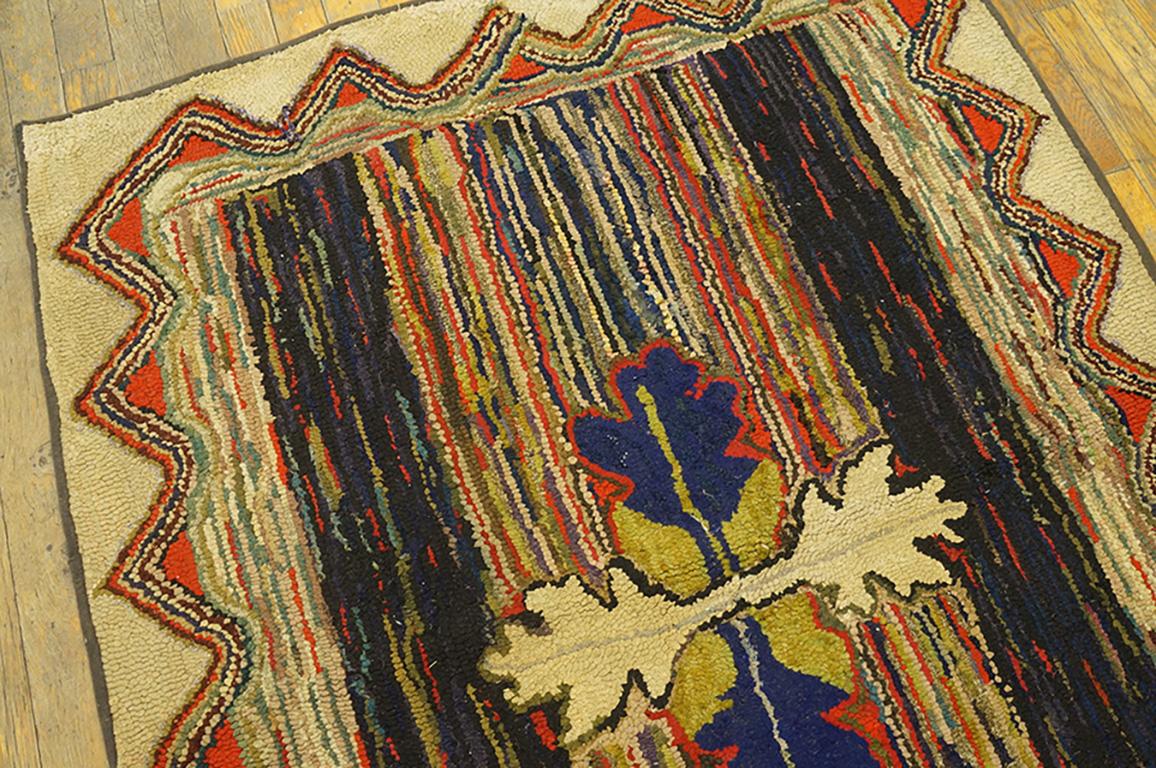 Antique American Hooked rug. Measures: 3'6