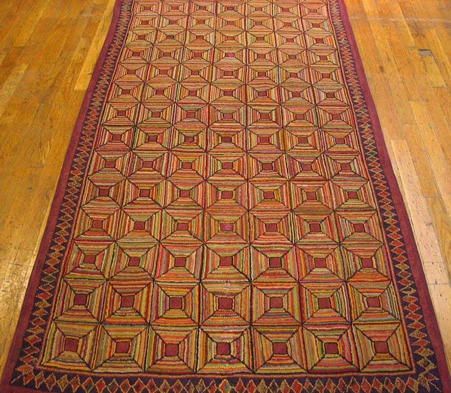 Tapis crocheté américain ancien. Taille : 3'6