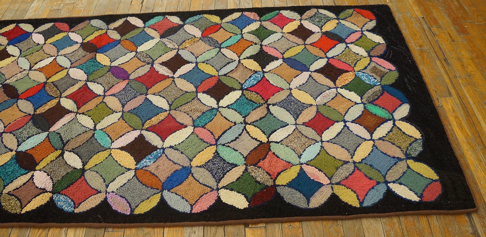 Wool Antique American Hooked Rug For Sale