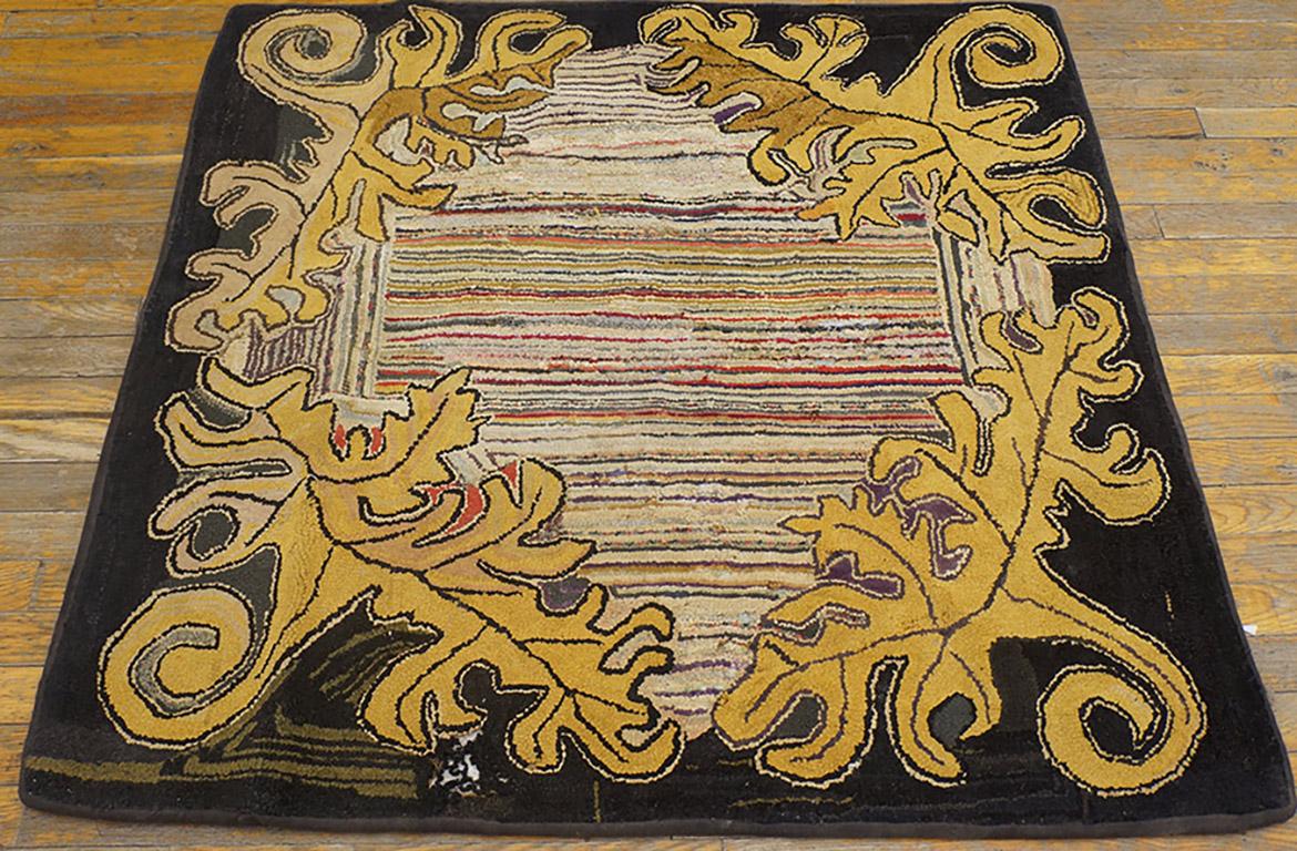 Ancien tapis américain crocheté. Mesures : 3'8