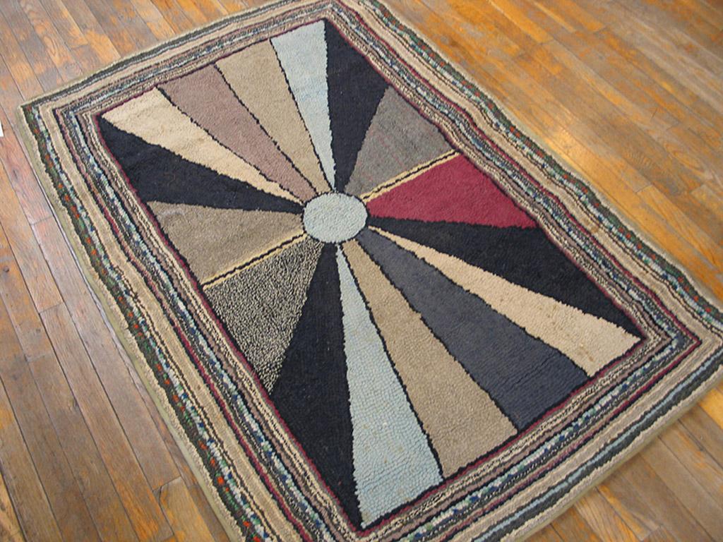 Hand-Woven Antique American Hooked Rug