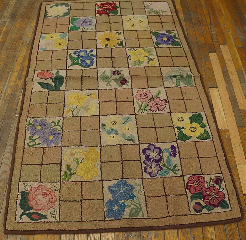 Antique American Hooked rug. Measures: 3'9