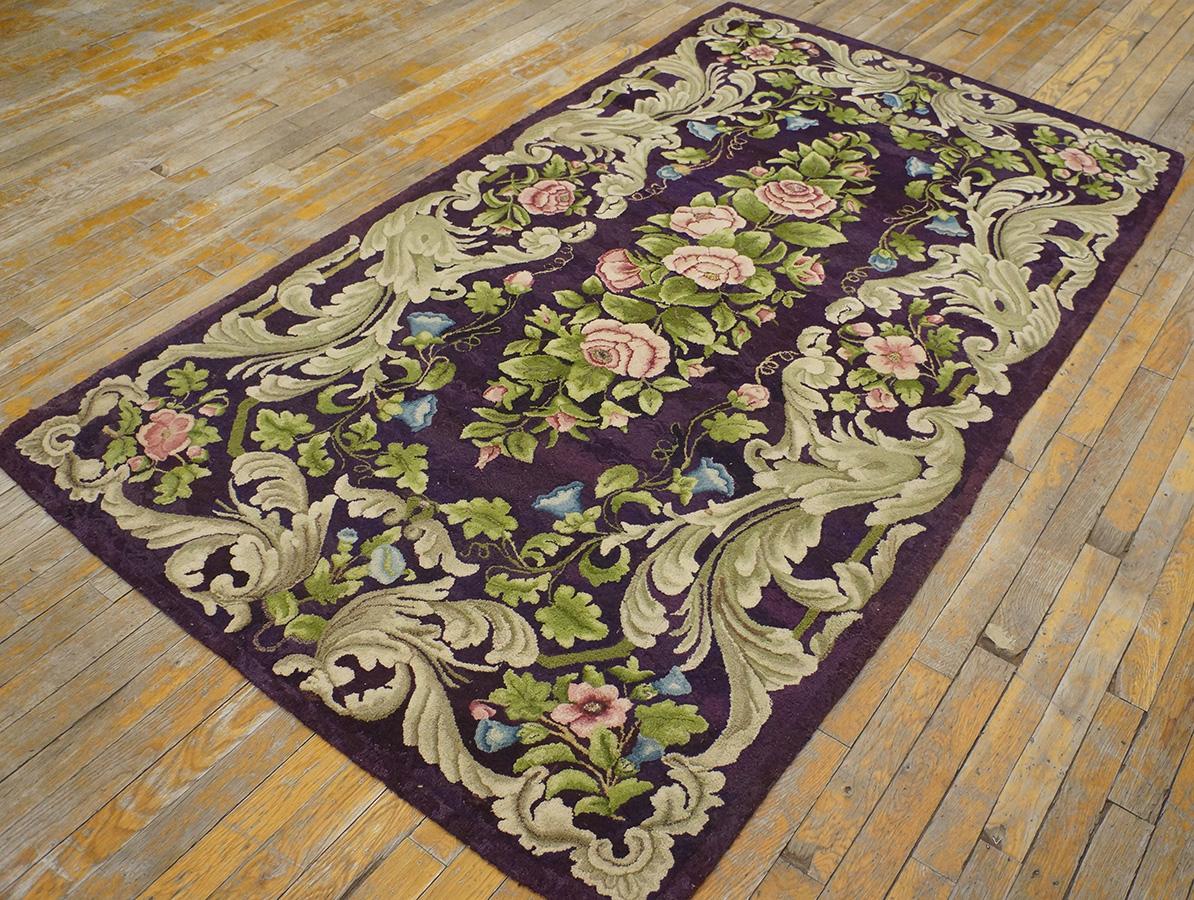 Hand-Woven Early 20th Century American Hooked Rug ( 4' x 6'2'' - 122 x 188 cm )  For Sale