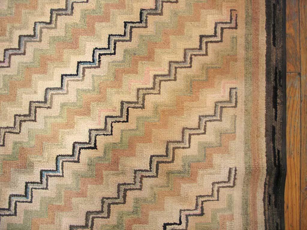 Cotton Early 20th Century American Hooked Rug ( 4'5