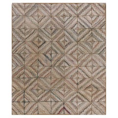 Antique tapis américain crocheté 4'' 6''''x5'' 8'''' 