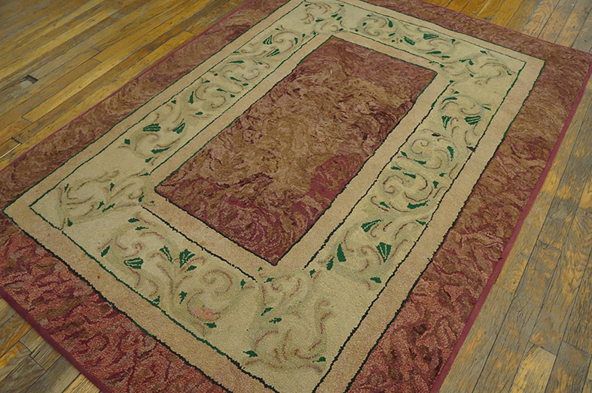 Hand-Woven Antique American Hooked Rug 4' 0