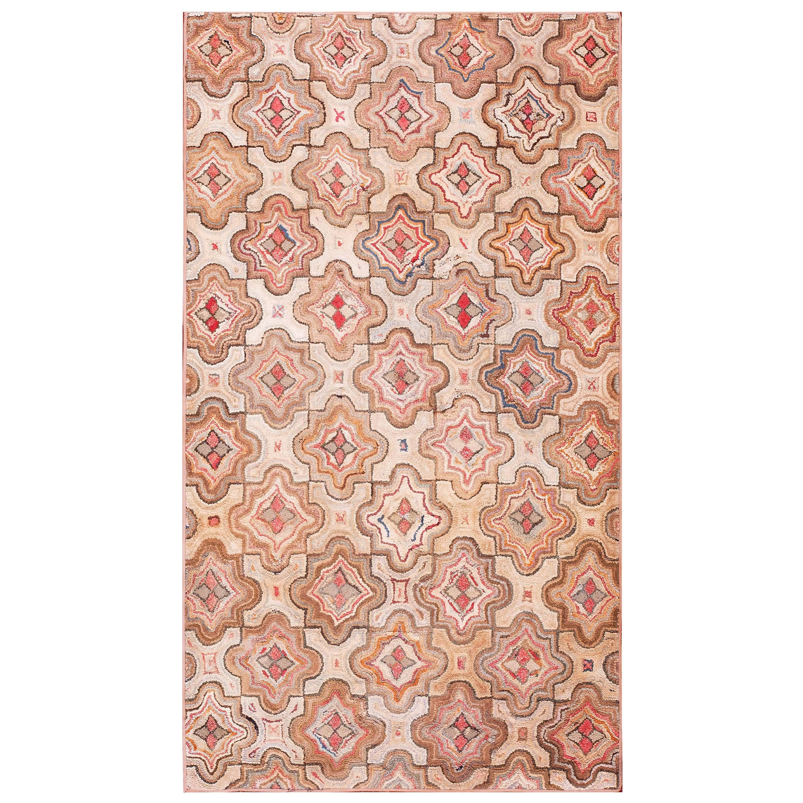 Antique American Hooked Rug 4' 0" x 6' 9" For Sale