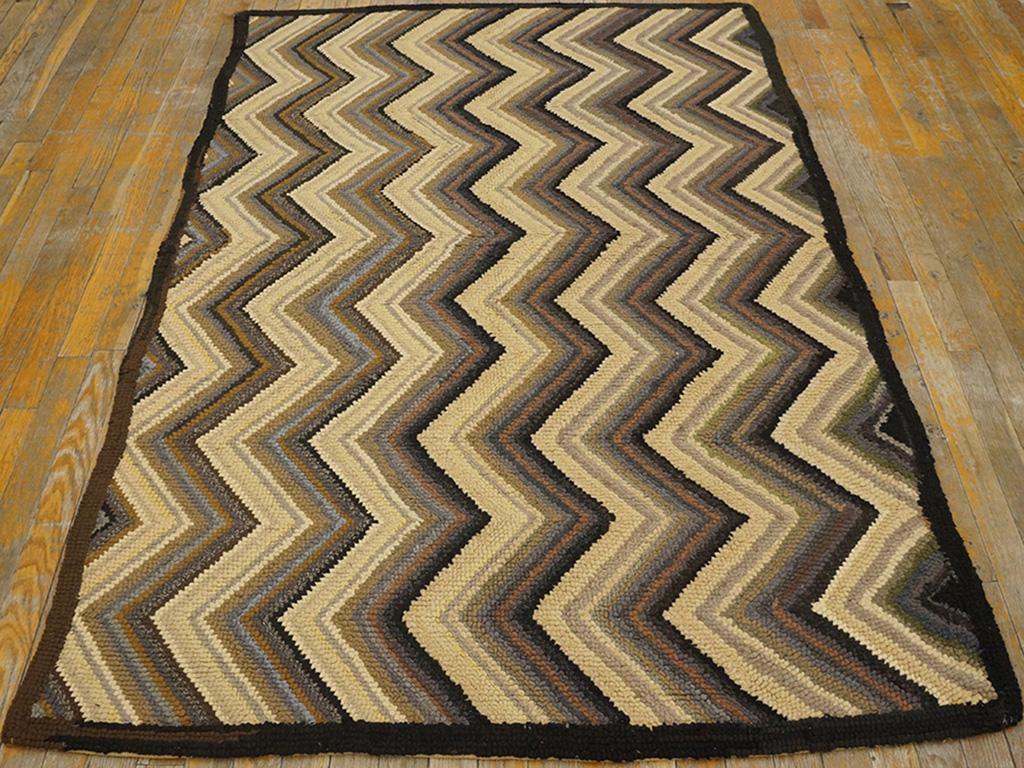 Mid-Century Modern Mid 20th Century American Hooked Rug ( 4' x 6' - 122 x 183 )  For Sale