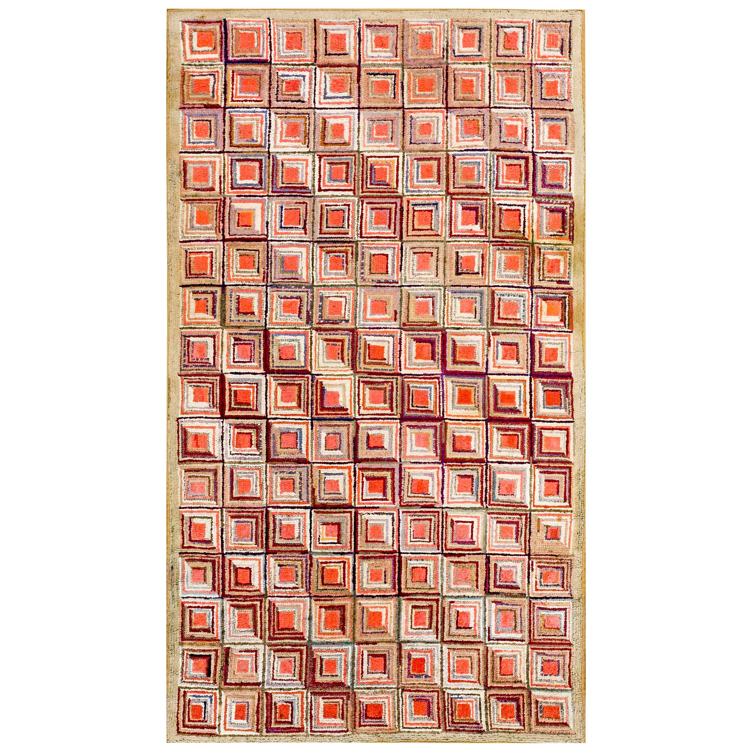 Tapis crocheté américain du début du 20ème siècle ( 4' x 7' - 122 x 213 )  en vente