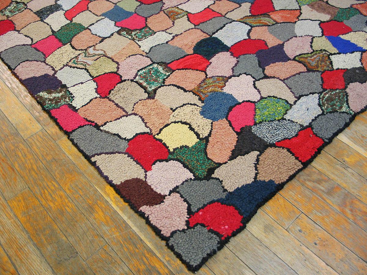 Hand-Woven Antique American Hooked Rug 4' 0