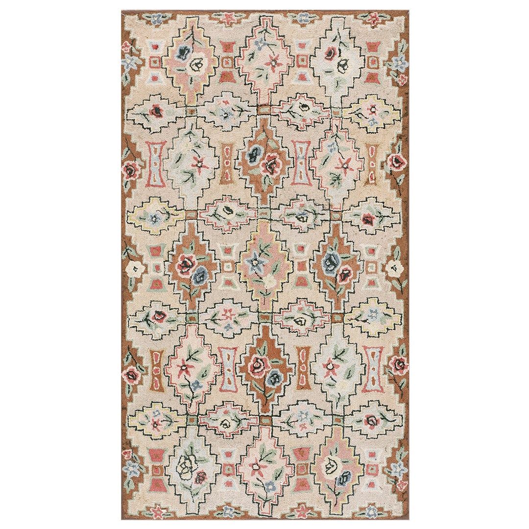 1930s American Hooked Rug ( 4' x 6'10" - 122 x 208 ) For Sale