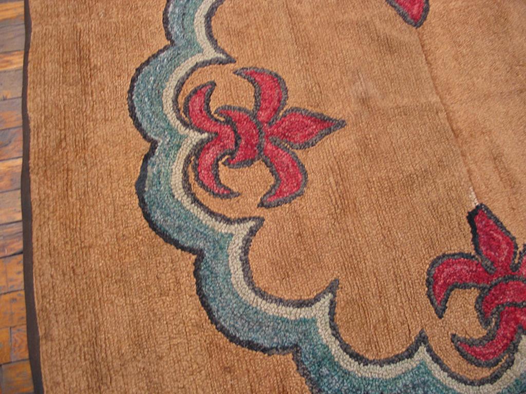 Hand-Woven Antique American Hooked Rug 4' 10