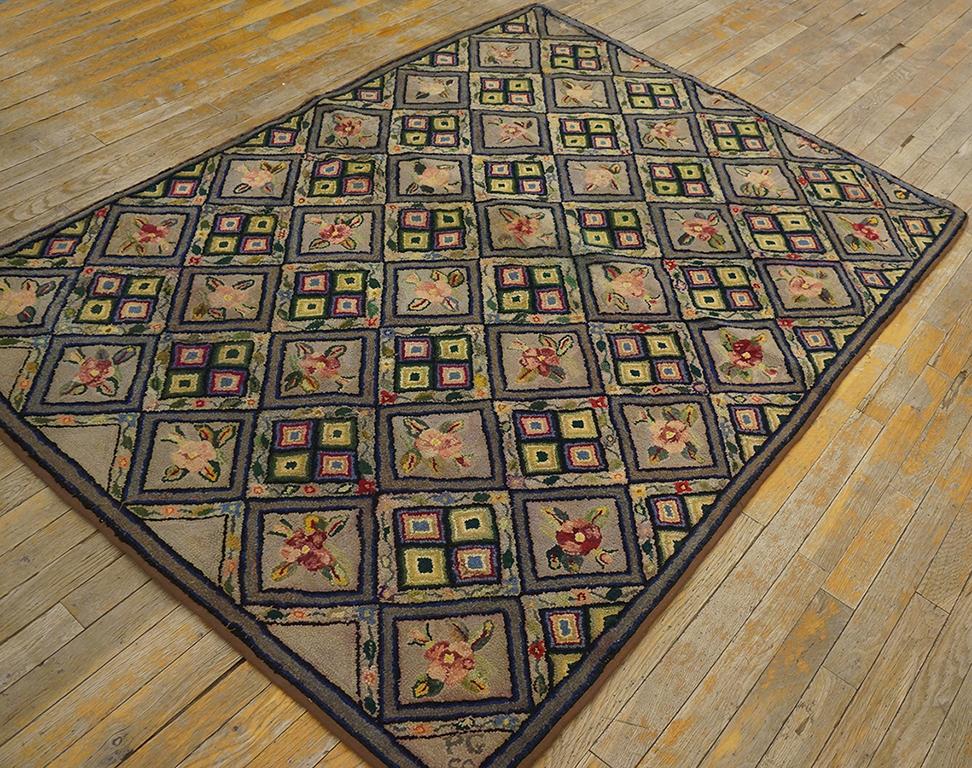 Early 20th Century 1920s American Hooked Rug ( 4'2