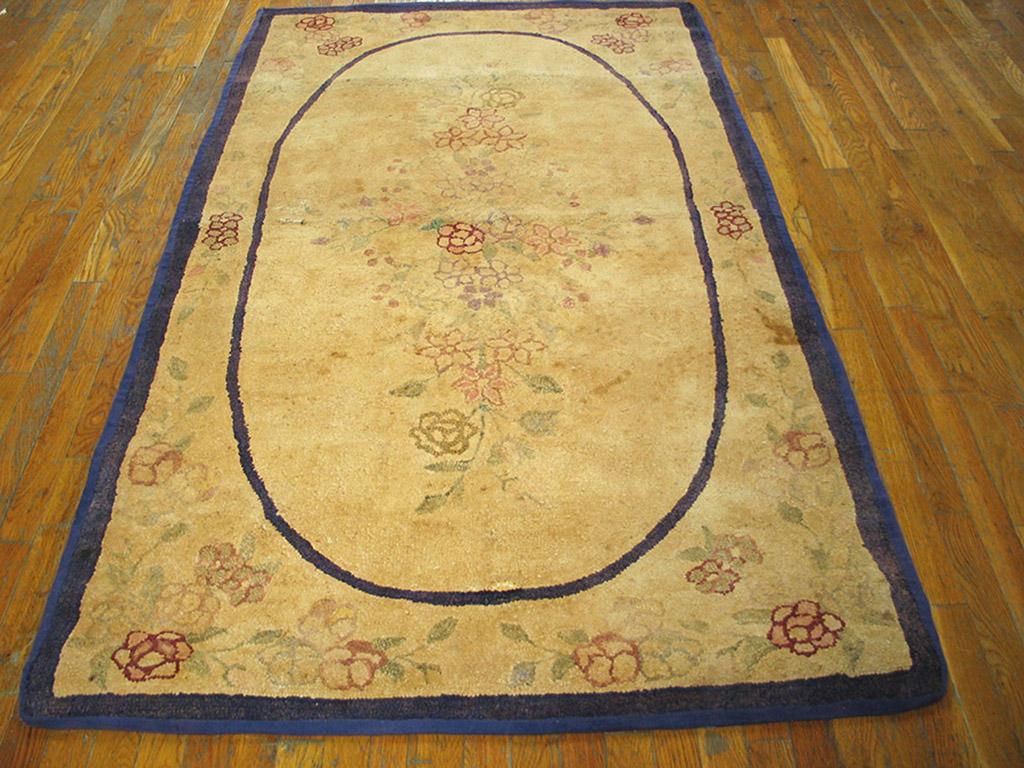 Antique American hooked rug. Measures: 4'2