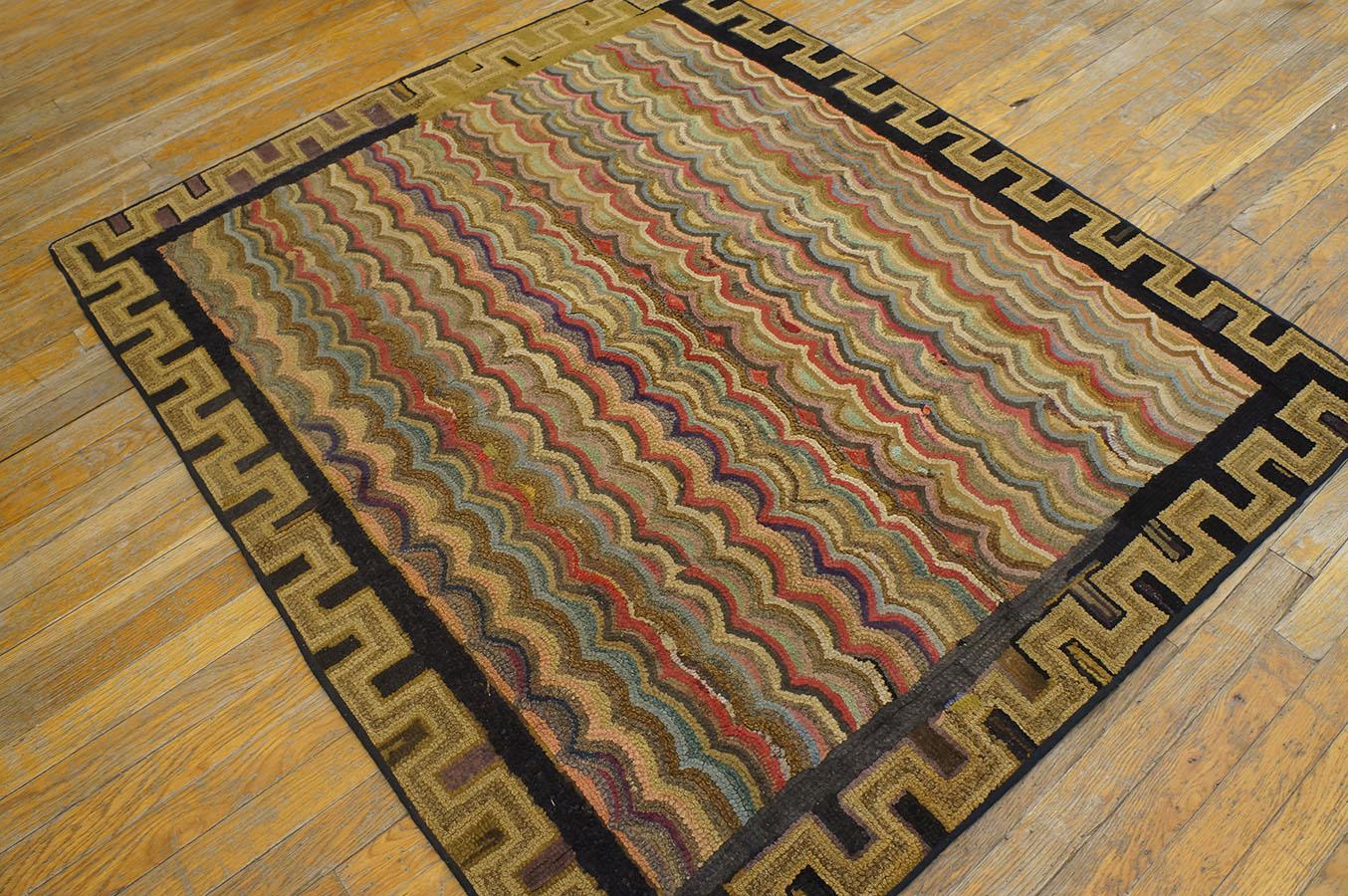 Antique American Hooked rug, Size: 4'2