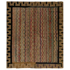 Tappeto antico americano con ganci 4'2 "x4'10"