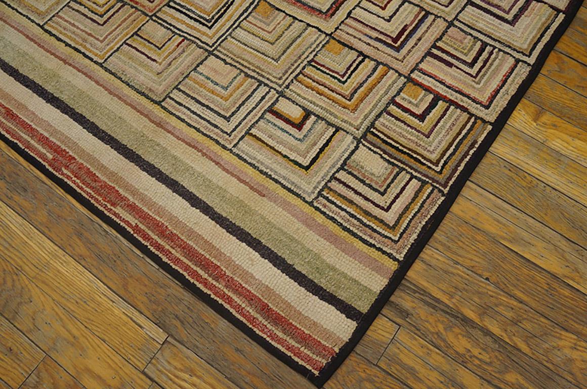 Hand-Woven 1930s American Hooked Rug ( 4'2