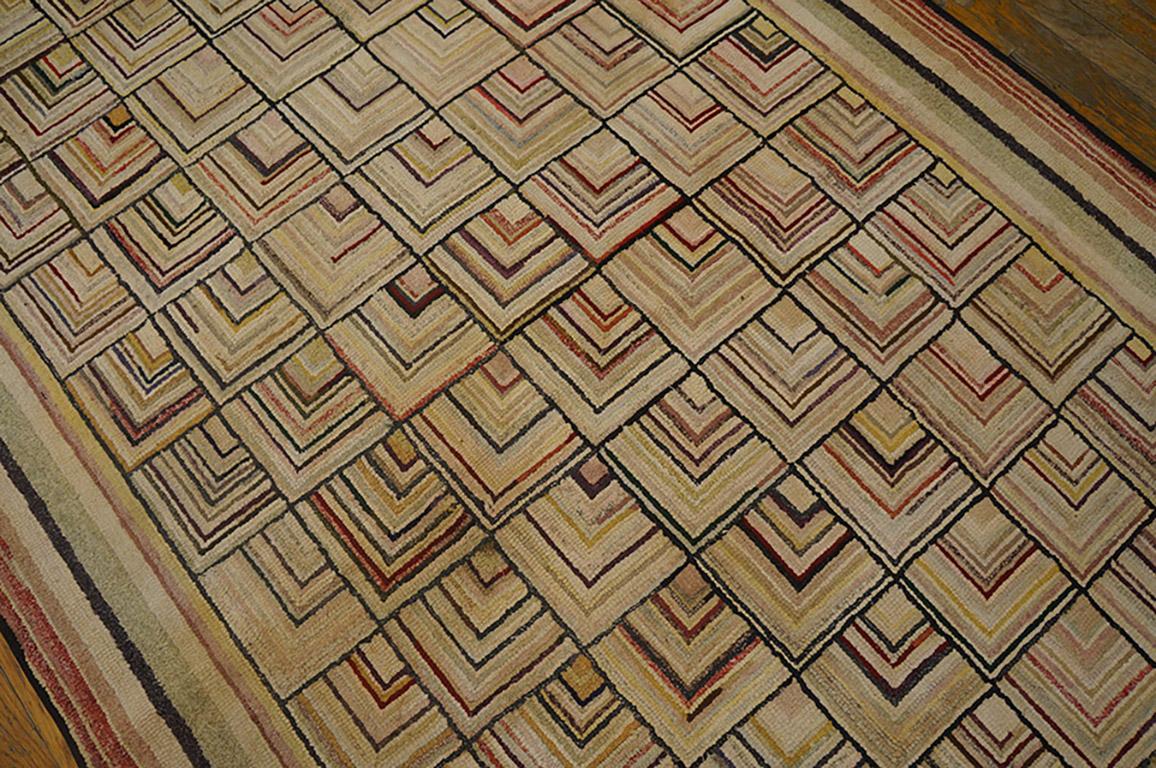 Wool 1930s American Hooked Rug ( 4'2