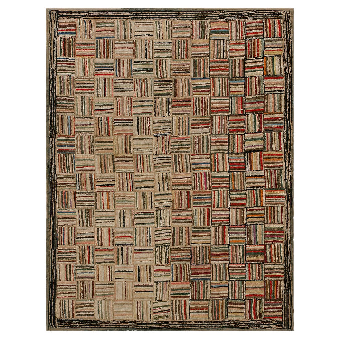 Antique tapis américain crocheté 4''3"" x5''9"".