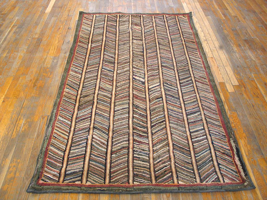 Alfombra con ganchos americana de finales del siglo XIX ( 4'4 
