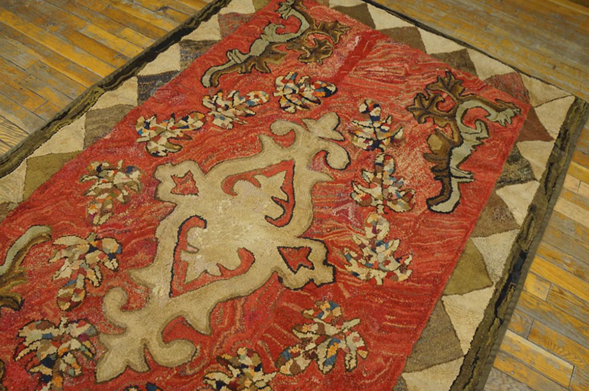 Wool Early 20th Century American Hooked Rug ( 4'4