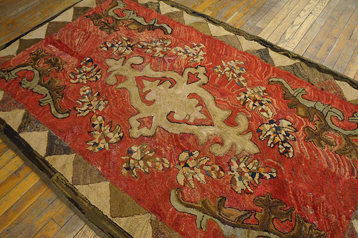 Early 20th Century American Hooked Rug ( 4'4