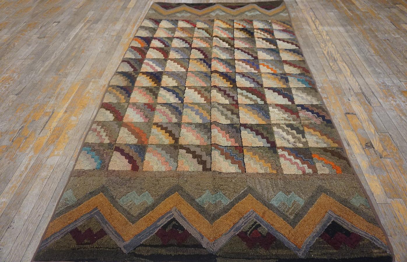 Artisanat Tapis crocheté américain du début du 20e siècle (4'4