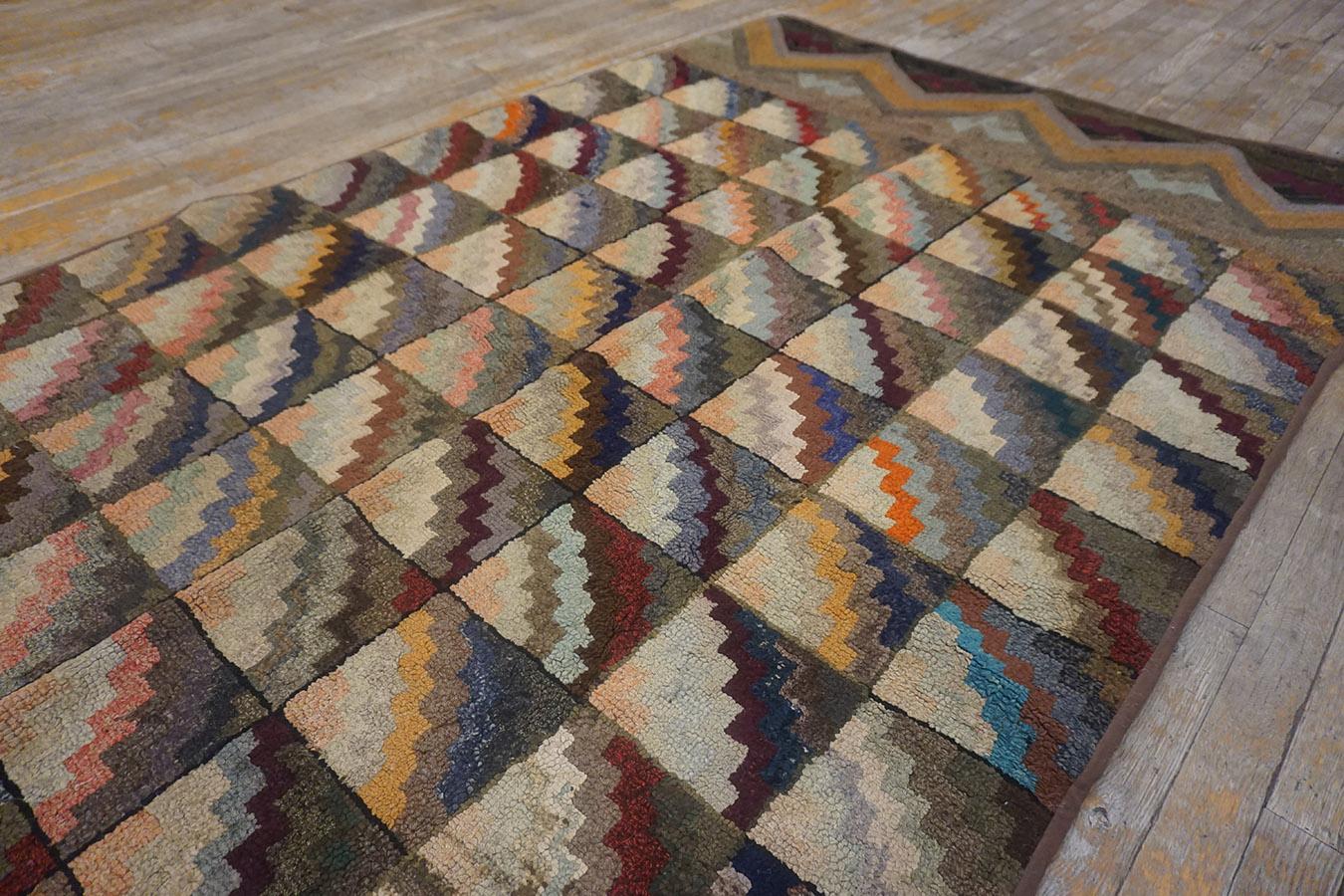 Wool Antique American Hooked Rug For Sale