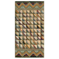 Antique tapis crocheté américain 4''4"" x 8''0"". 